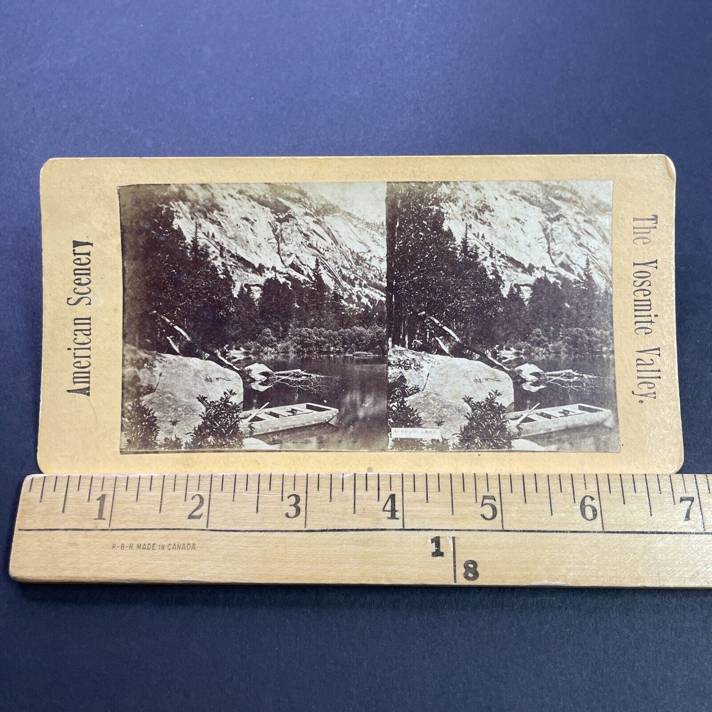 Antique 1870s Rowboat In Yosemite Park California Stereoview Photo Card P3565