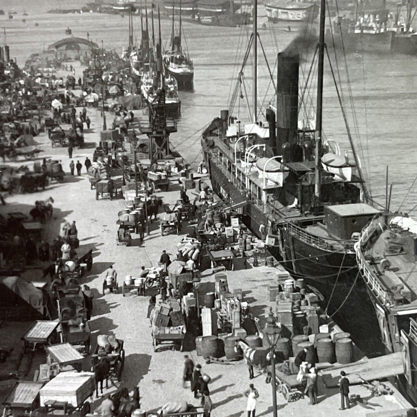 Antique 1910s Ship Harbor In Copenhagen Denmark Stereoview Photo Card P3670