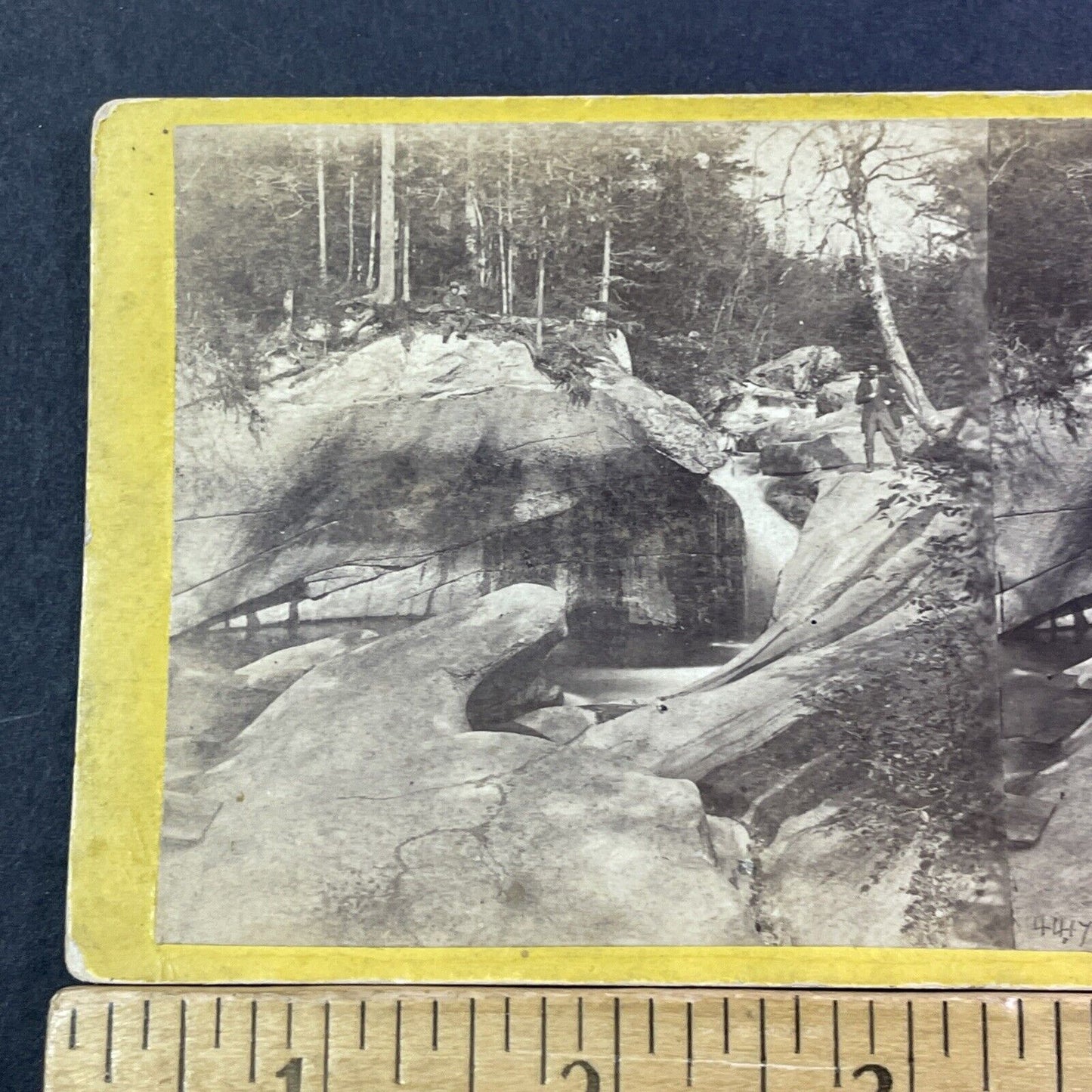 Civil War War Union Soldier In Franconia Notch NH Stereoview Antique c1865 X1203