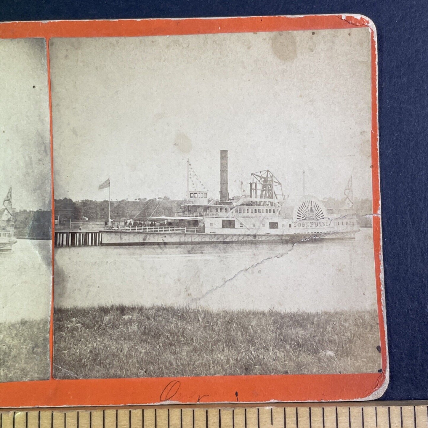 Josephine Paddleboat Steamer Stereoview Oakland Beach RI Antique c1875 X3167