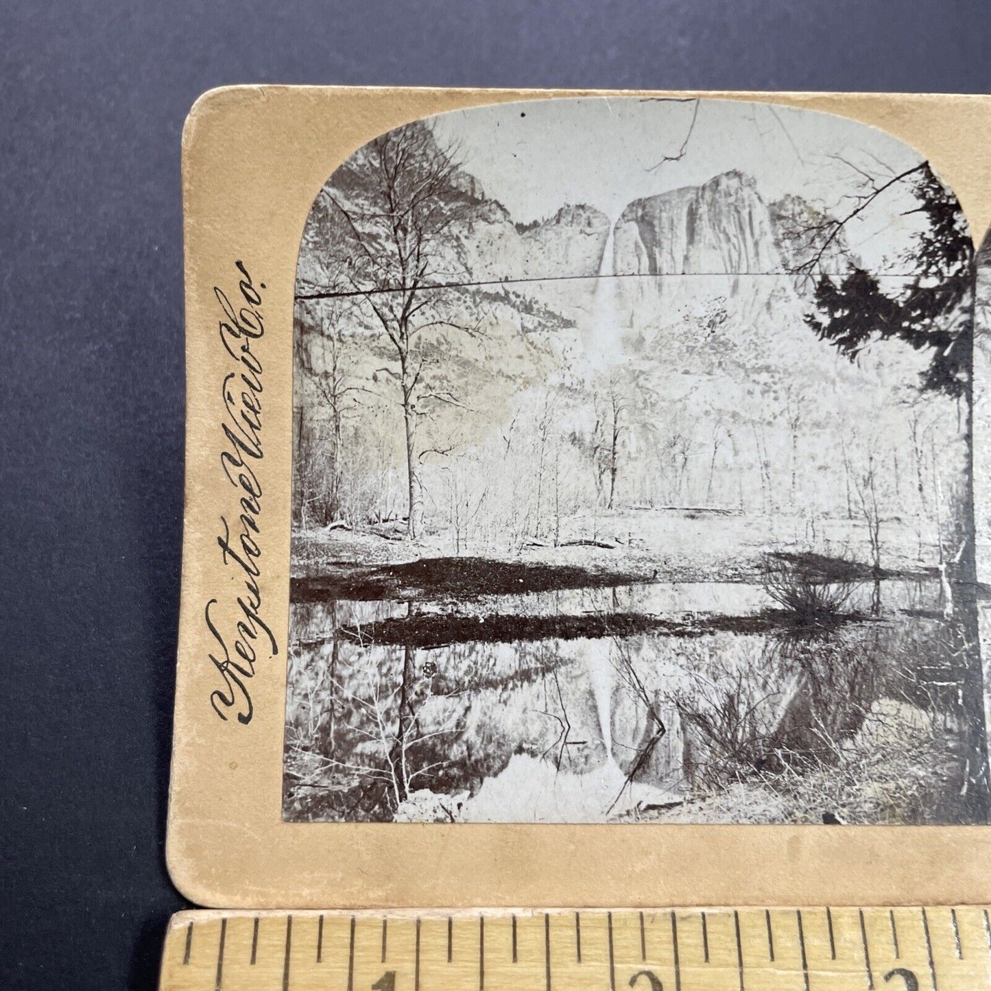 Antique 1870s Yosemite Falls And Lake California Stereoview Photo Card P3518