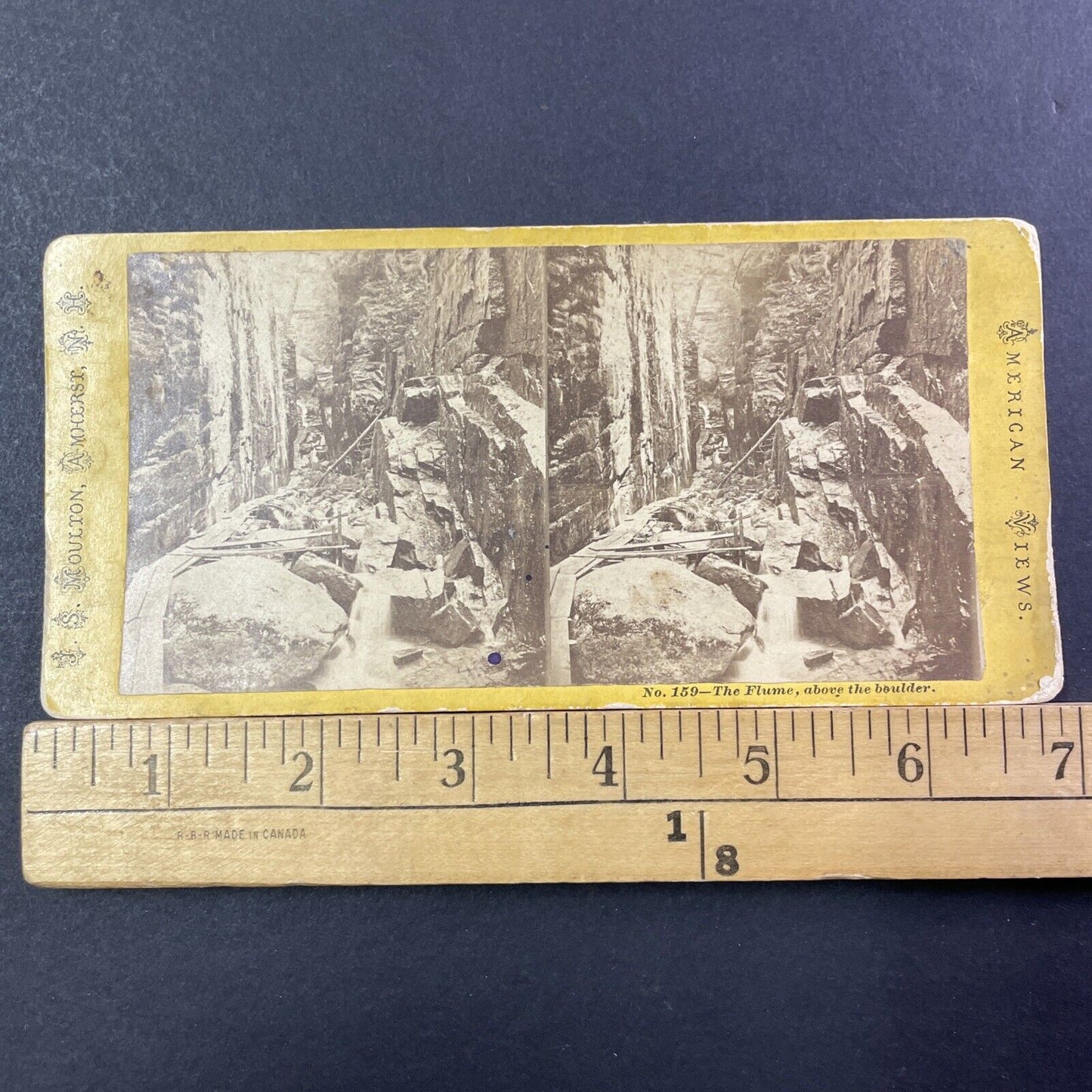 Franconia Notch NH Stereoview JS Moulton Photo Card Antique 1870 X852