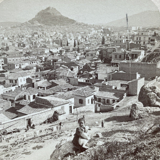 Antique 1897 Houses In Athens Greece Stereoview Photo Card V519