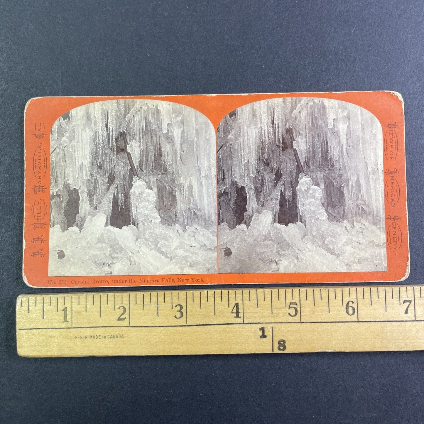 Crystal Grotta Beneath Niagara Falls Stereoview J.J. Reilly Antique c1869 Y2555