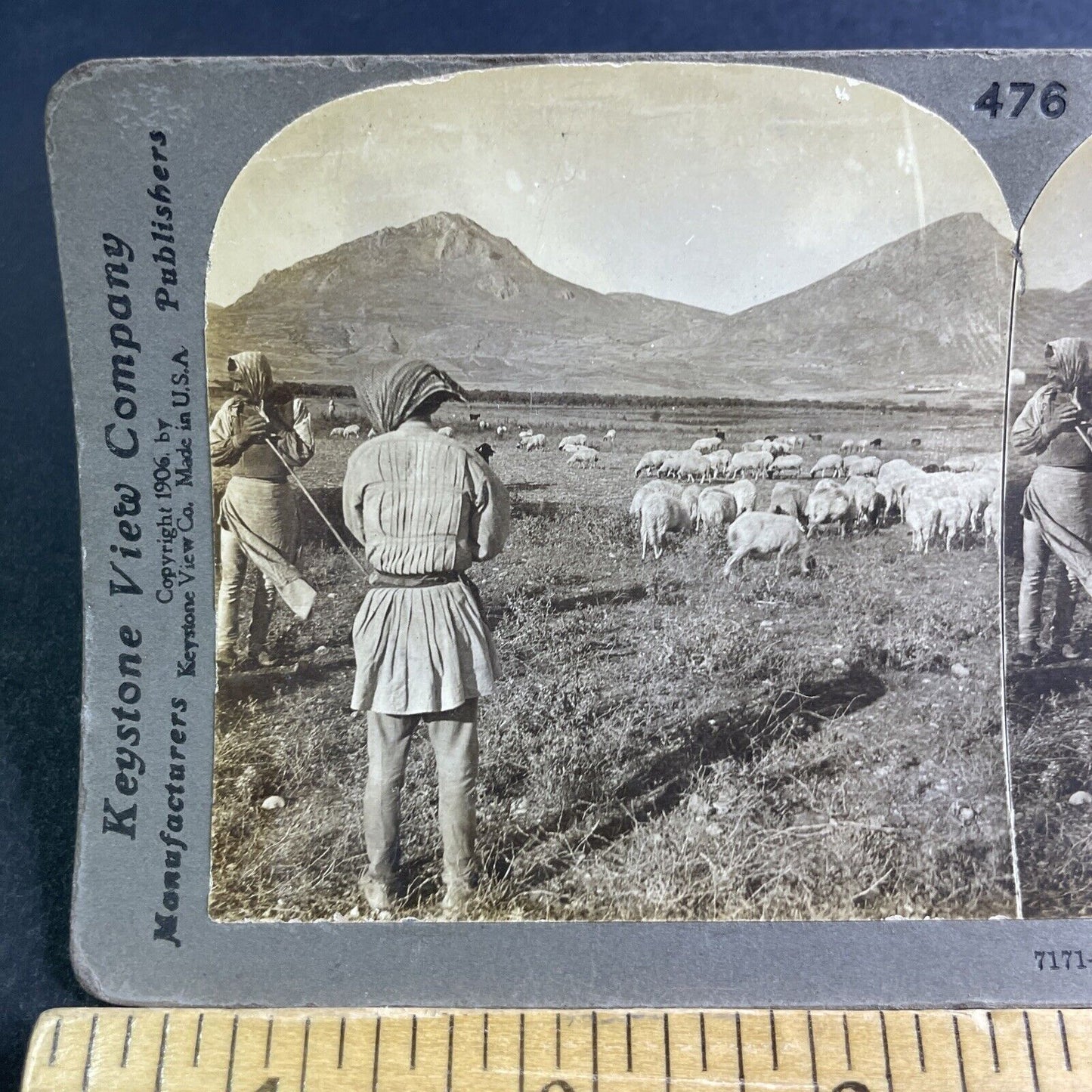 Antique 1906 Shepherds In Argos Greece Stereoview Photo Card P2107