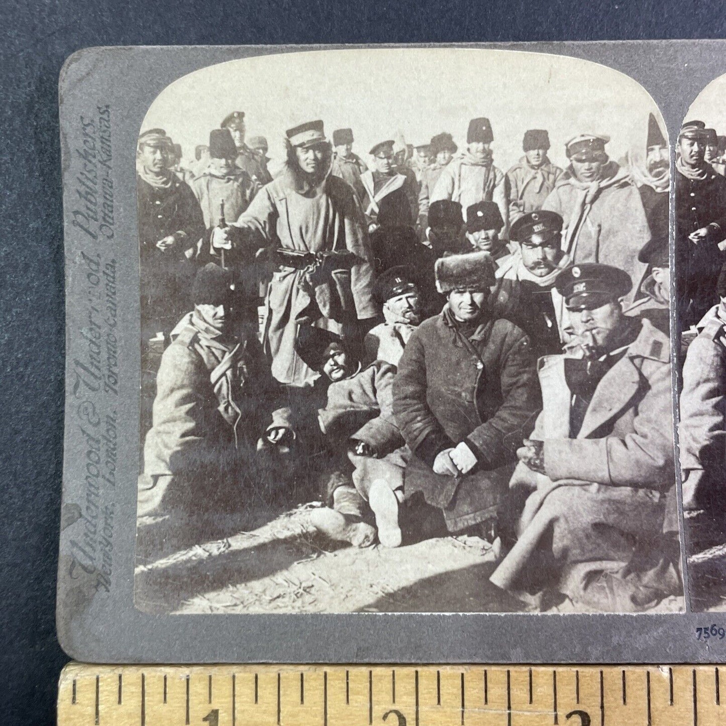 Russian Prisoners of War Stereoview Russo-Sino War Antique c1905 X3885