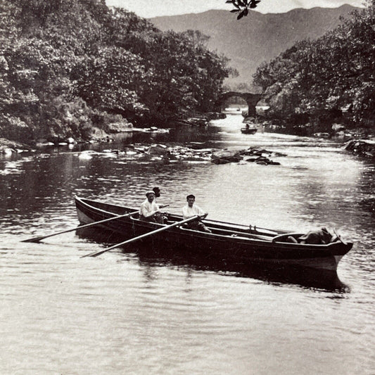 Antique 1901 Rowboat On Lakes Of Killarney Ireland Stereoview Photo Card V3298