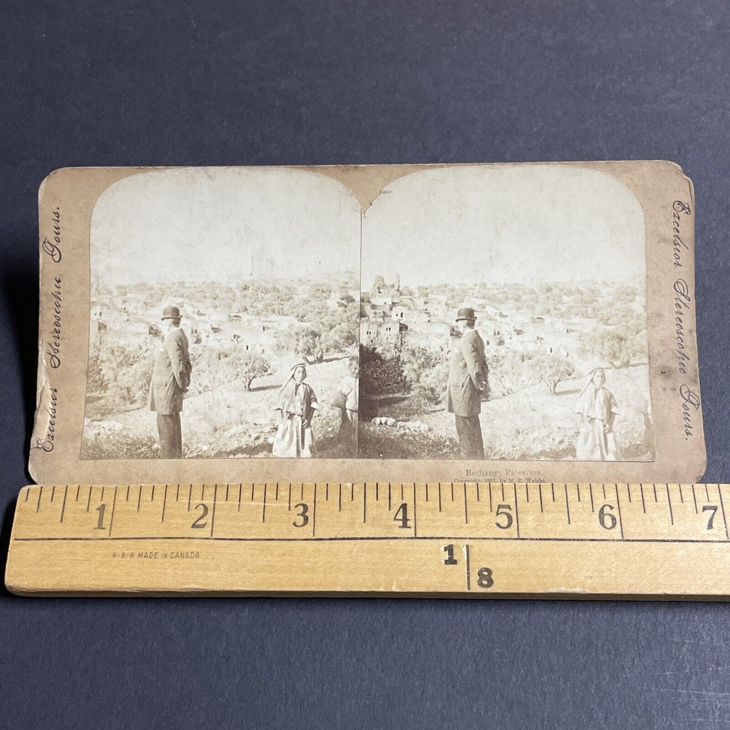 Antique 1897 Man In Bowler Hat Bethany Israel Stereoview Photo Card P4490