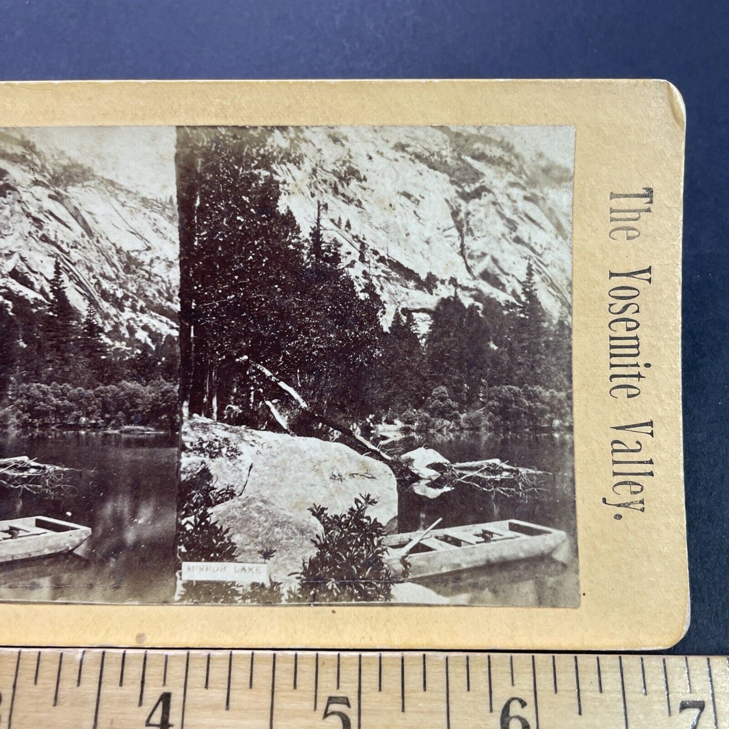 Antique 1870s Rowboat In Yosemite Park California Stereoview Photo Card P3565