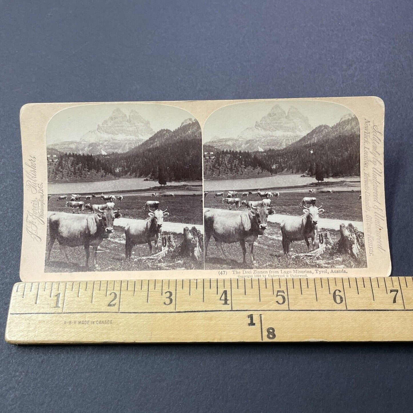 Antique 1898 Lake Misurina Tirol Tyrol Italy Stereoview Photo Card V3259