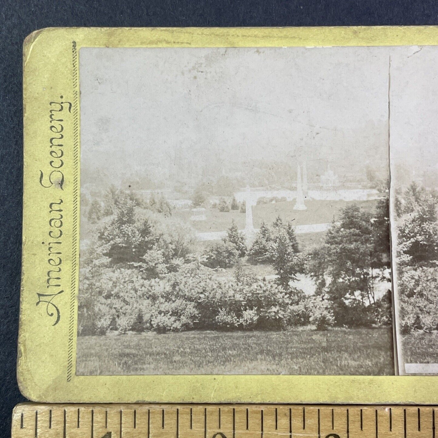 Spring Grove Cemetery? Cleveland Stereoview Photo Card Antique c1875 X1267