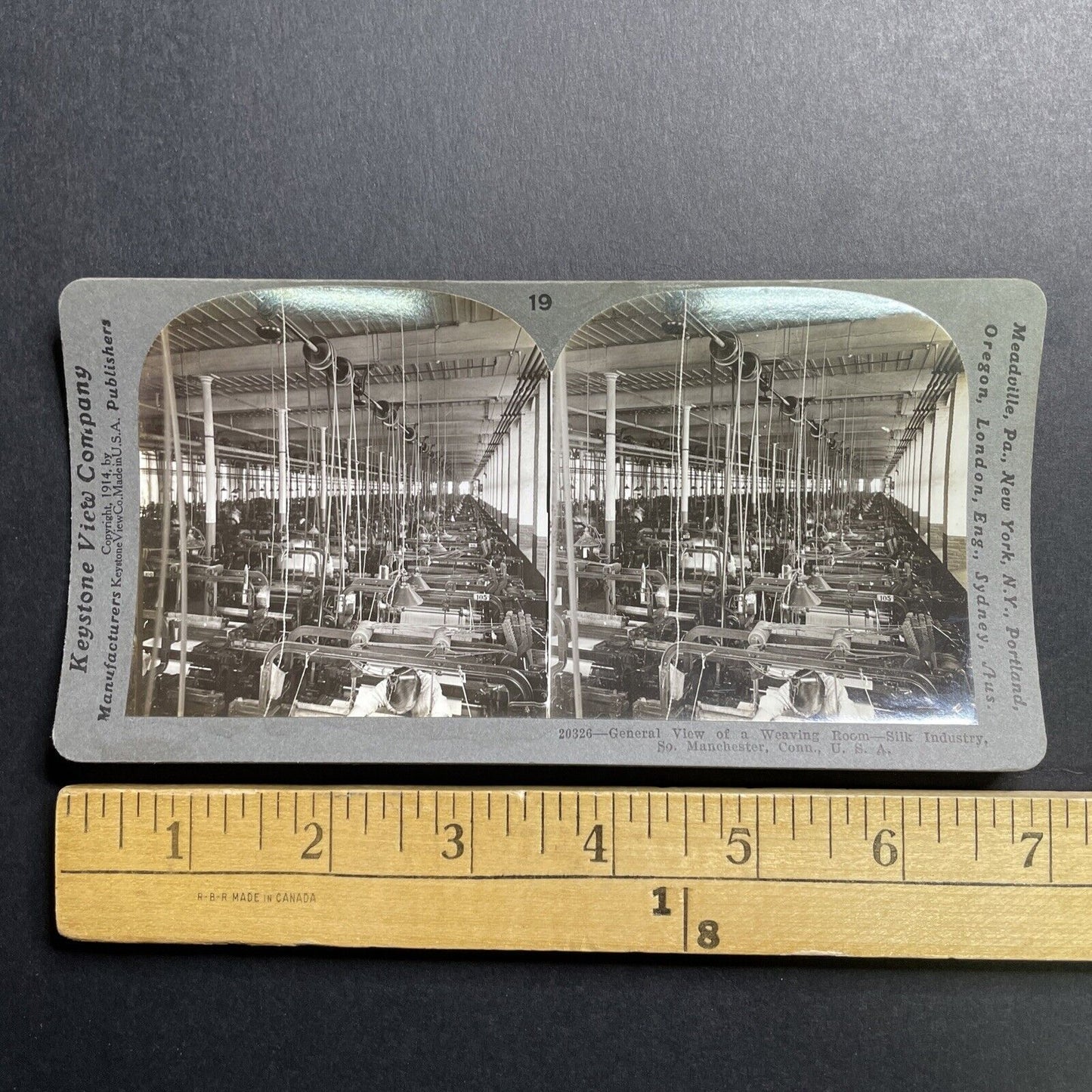 Antique 1914 Silk Weaving Factory Manchester CT Stereoview Photo Card P1670