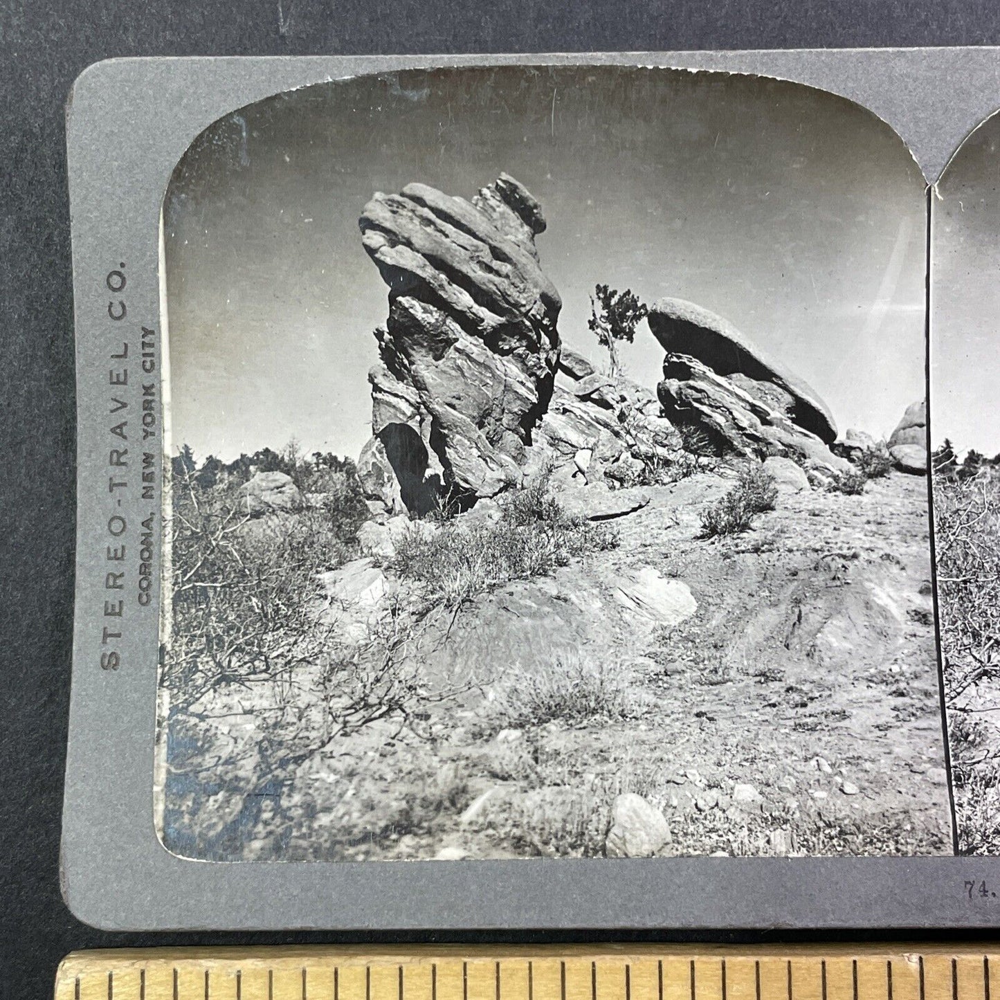 Tilted Toad Stool Rocks Stereoview Garden of the Gods Colorado Antique 1909 Y543