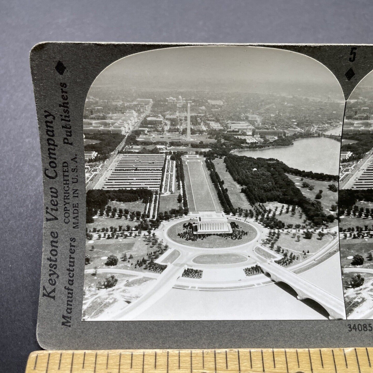 Antique 1923 Lincoln Memorial Aerial Washington DC Stereoview Photo Card P2476