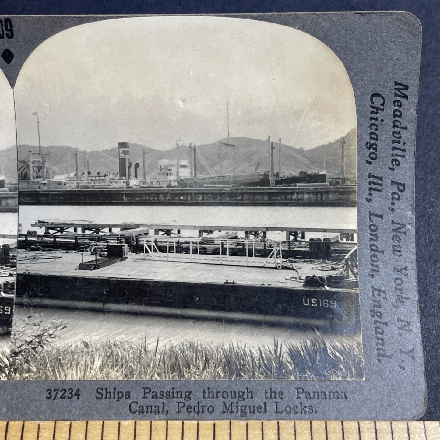 Antique 1940 US-169 Container Cargo Ship Boat Vessel Stereoview Photo Card P4910