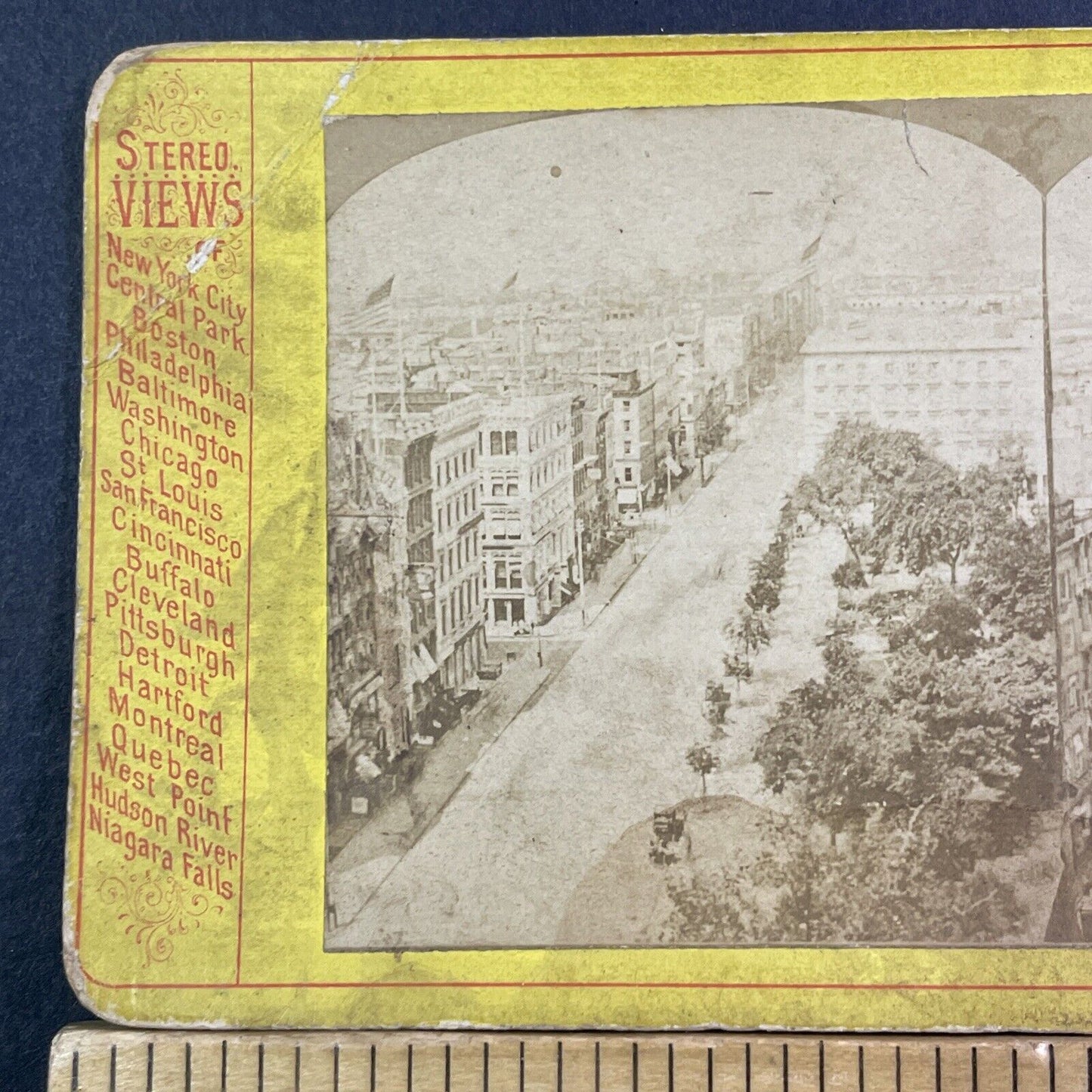 Lower Manhattan Stereoview Civic Center District Photo Card Antique c1875 X1296