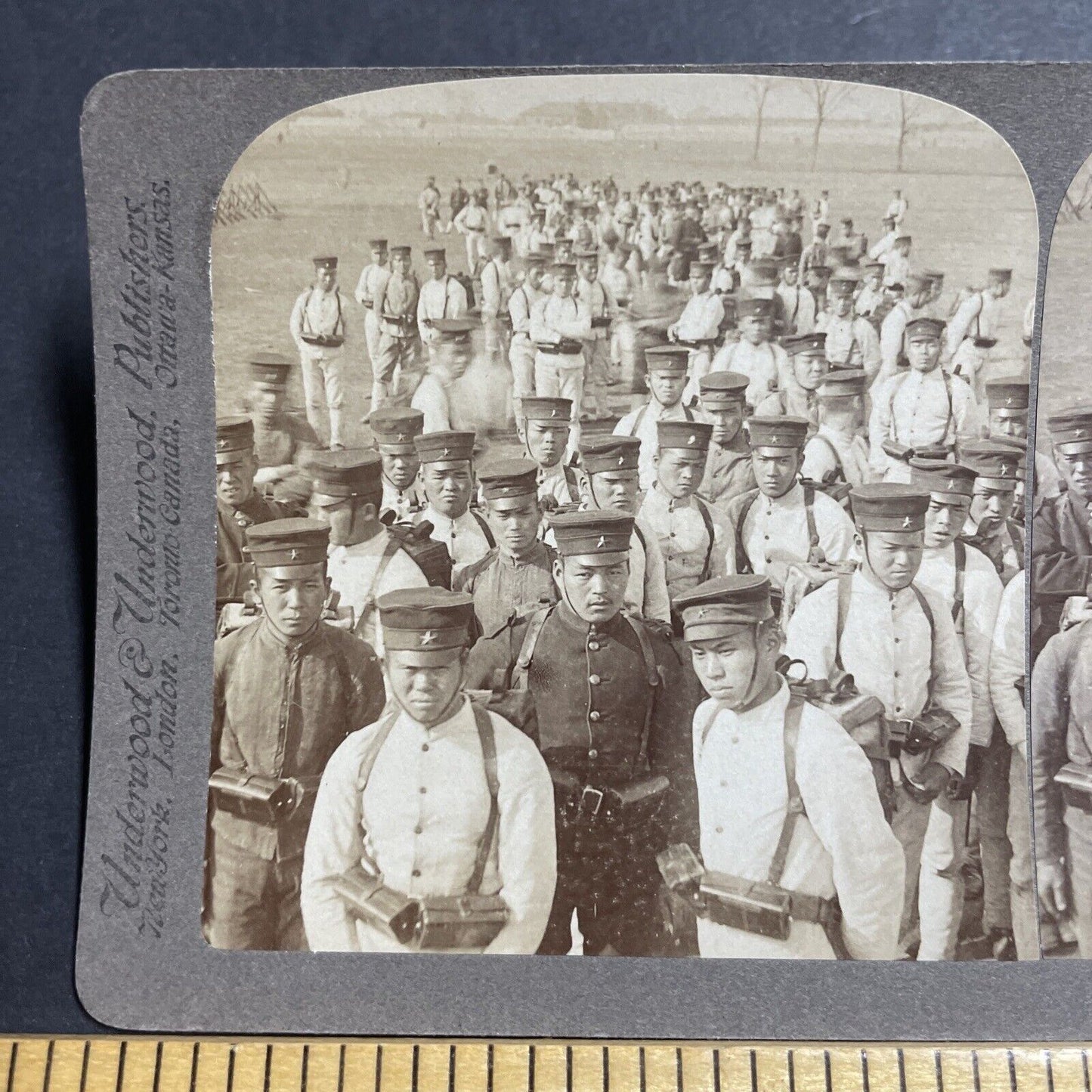 Antique 1904 Japan Army Soldiers Hardened By War Stereoview Photo Card P1820