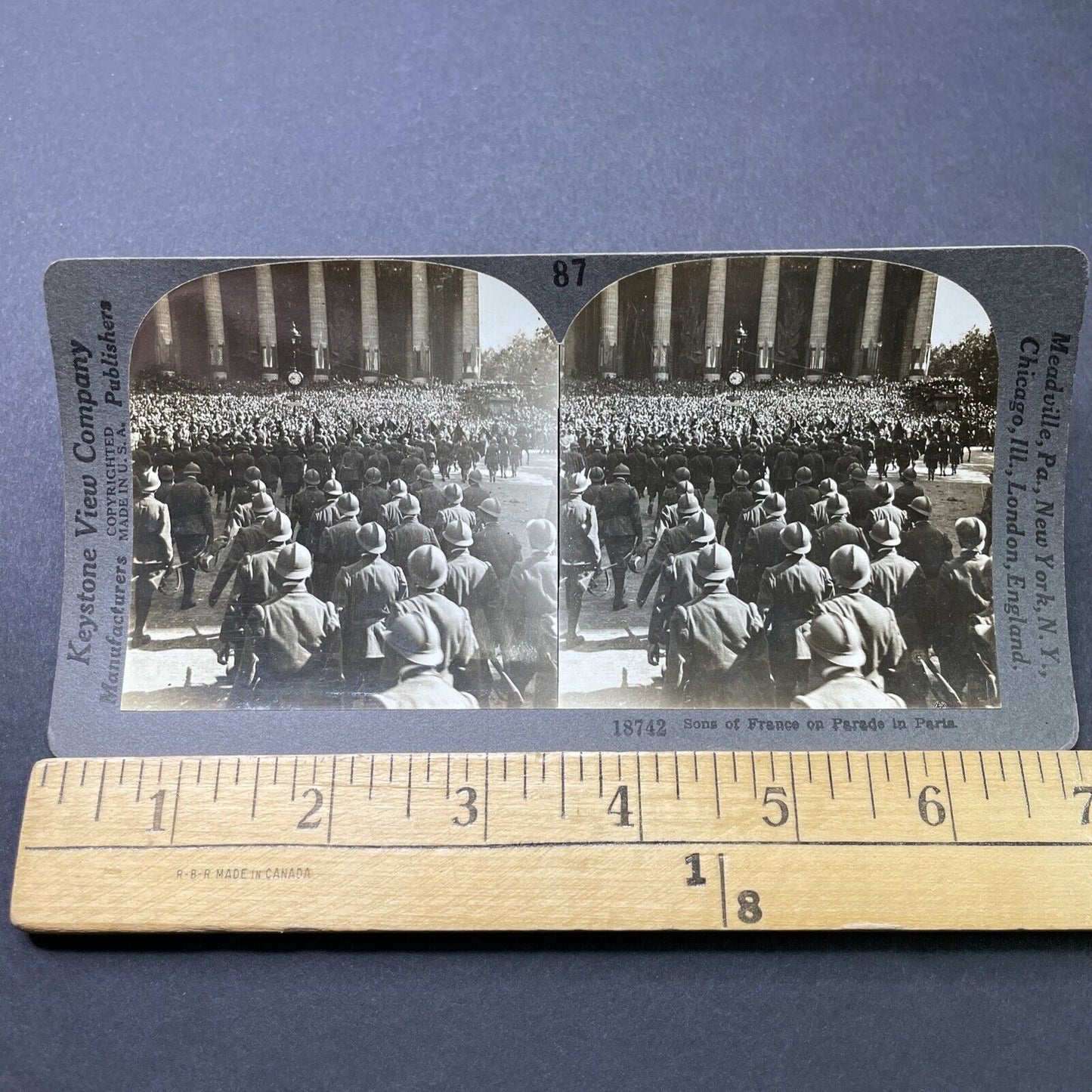 Antique 1918 France World War 1 Victory Parade Stereoview Photo Card P2758