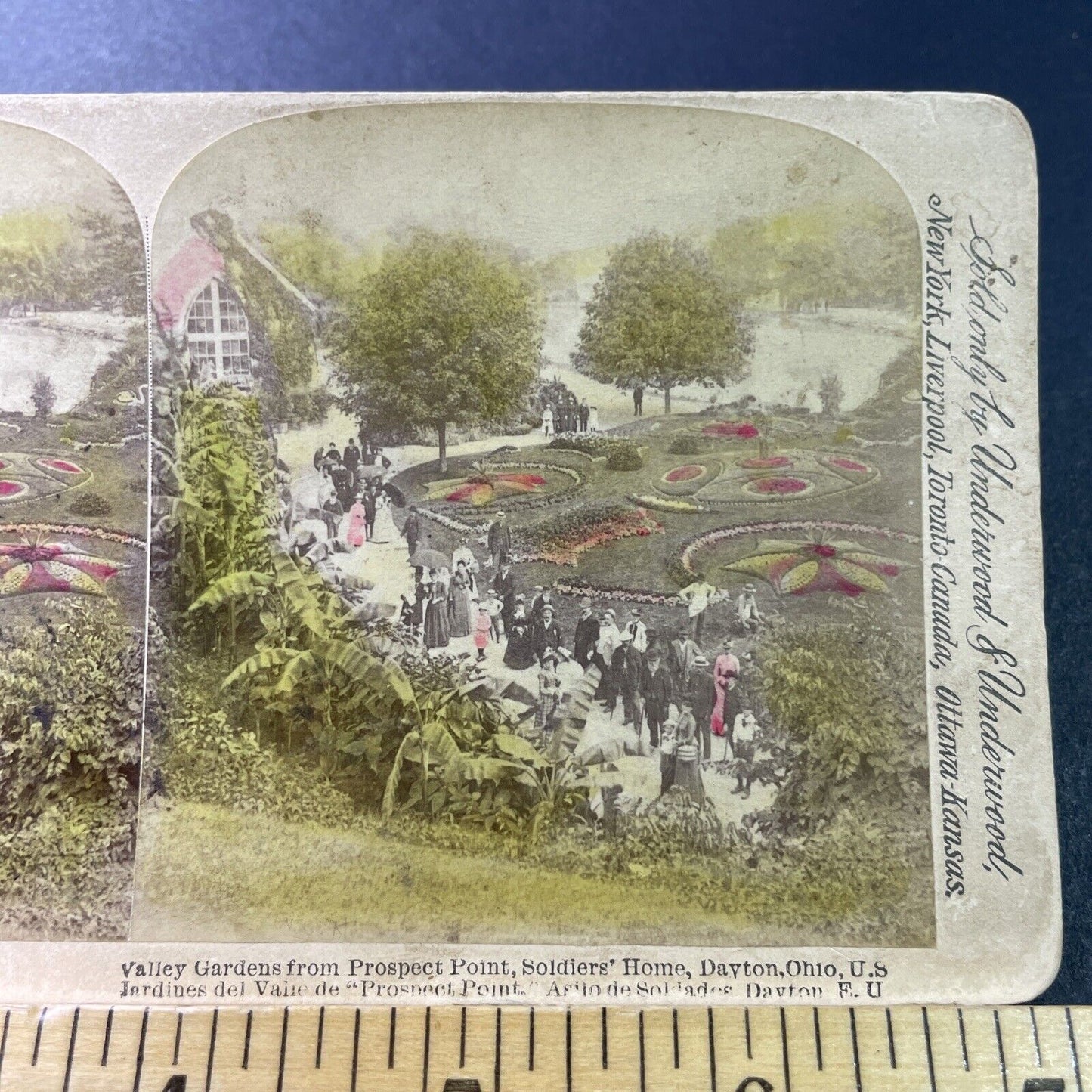 Antique 1870s Soldiers Home Gardens Dayton Ohio Stereoview Photo Card P3297