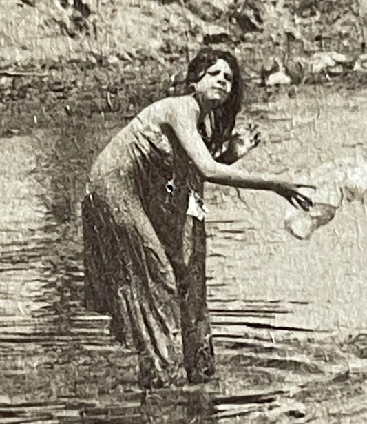 Antique 1901 Beautiful Woman In Mexican Hot Springs Stereoview Photo Card P4848