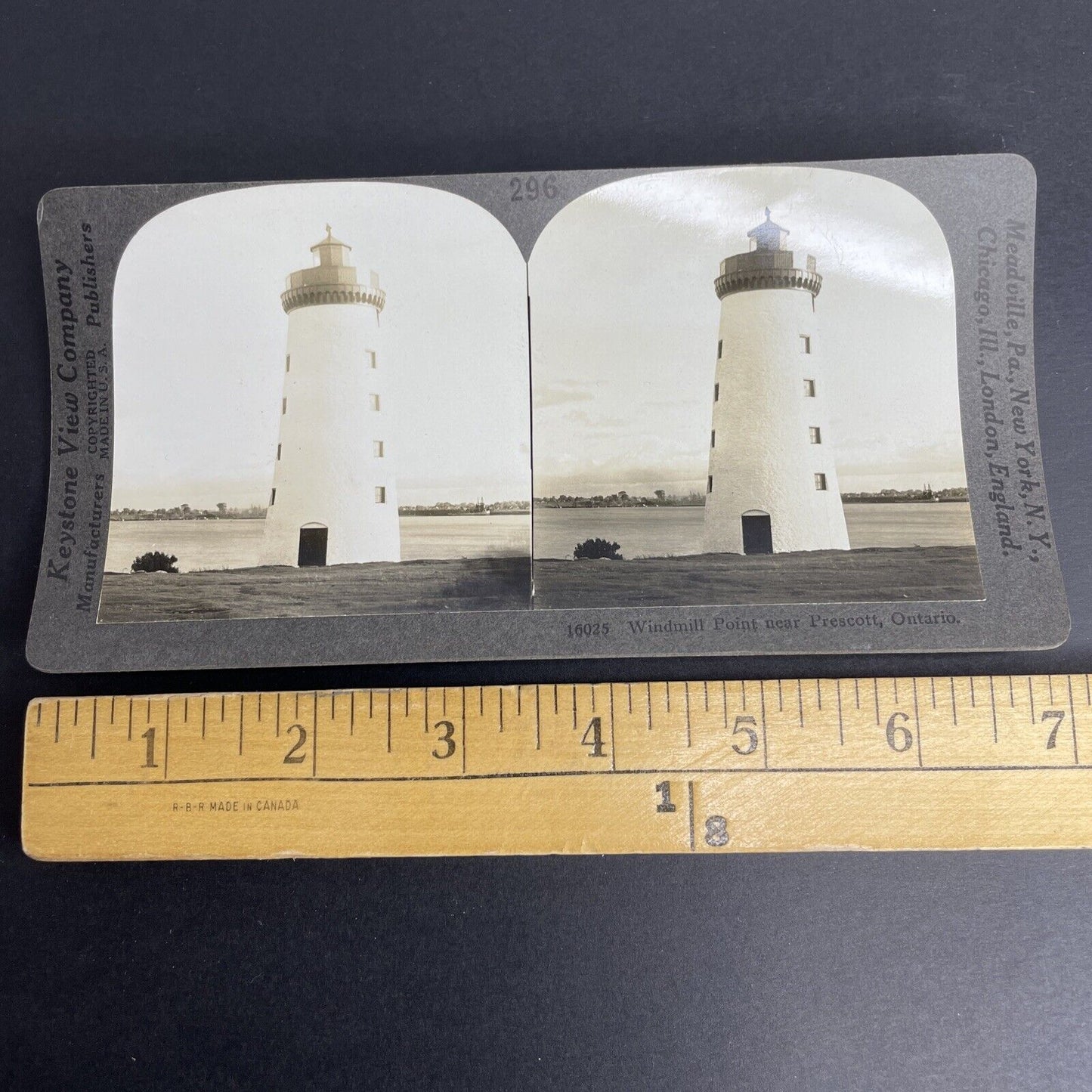 Antique 1910 Prescott Ontario Lighthouse Stereoview Photo Card PC850