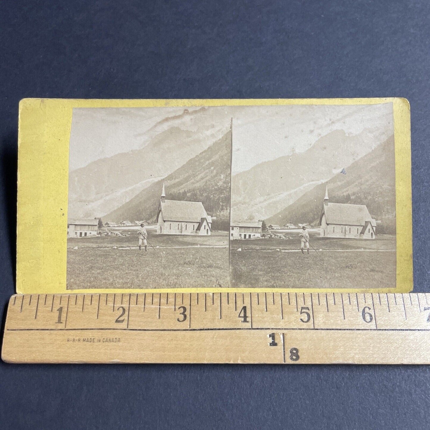 Antique 1860s Chamonix Protestant Church France Stereoview Photo Card P4195