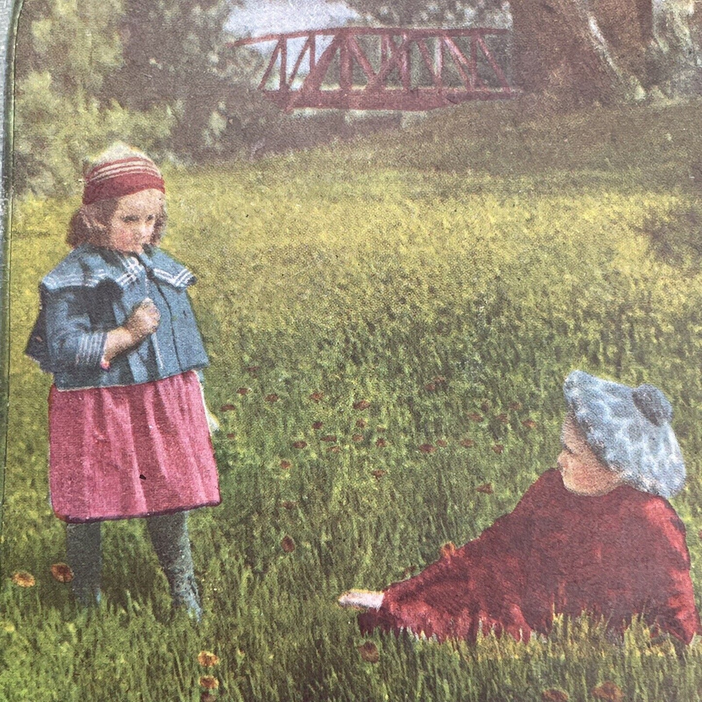 Antique 1898 Children Playing In The Grass Stereoview Photo Card P580-005