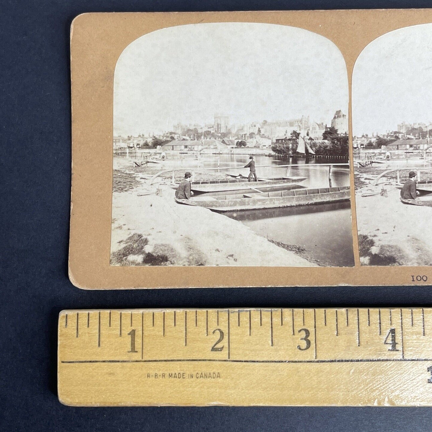 Antique 1899 Eton College Campus Student Thames River Stereoview Photo Card P970