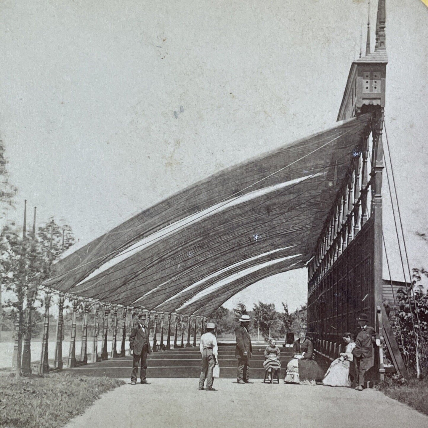 Prospect Park Wooden Shelter Stereoview Brooklyn New York Antique c1869 Y117