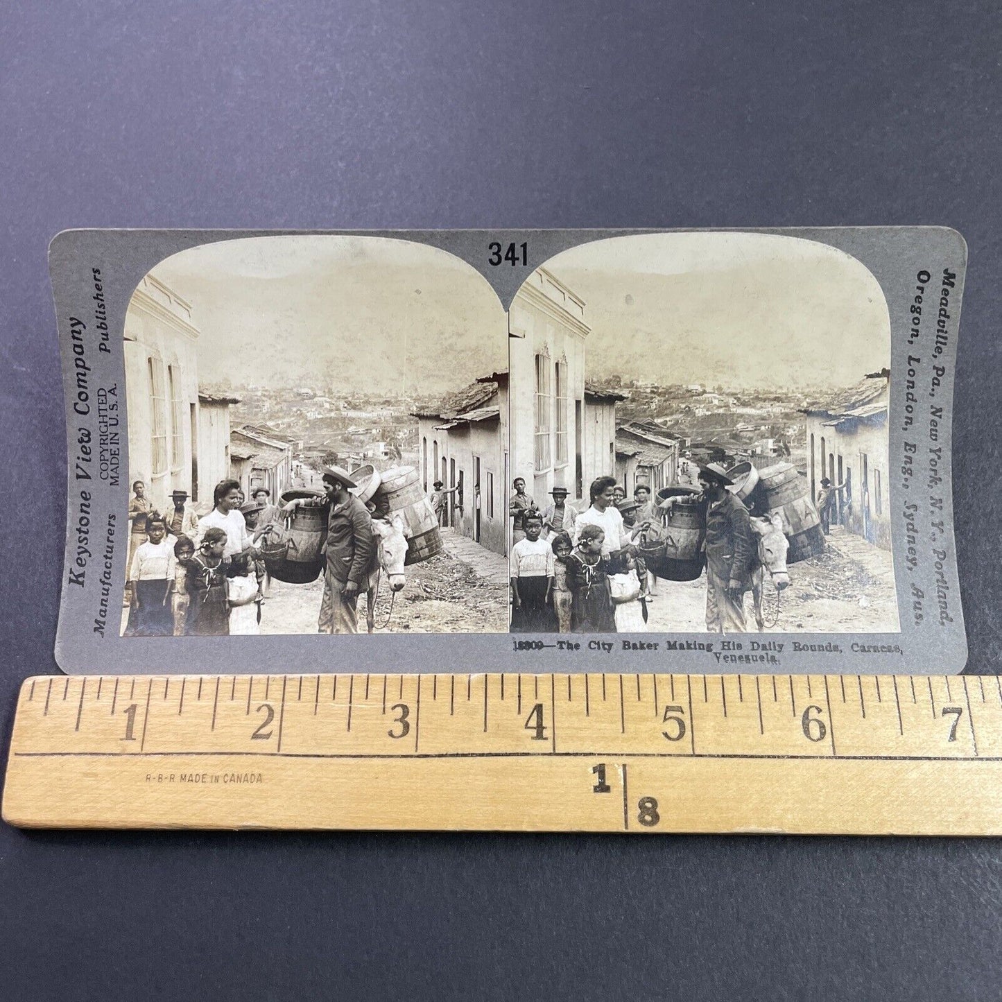 Antique 1910s A Baker Selling Bread In Venezuela Stereoview Photo Card P3724