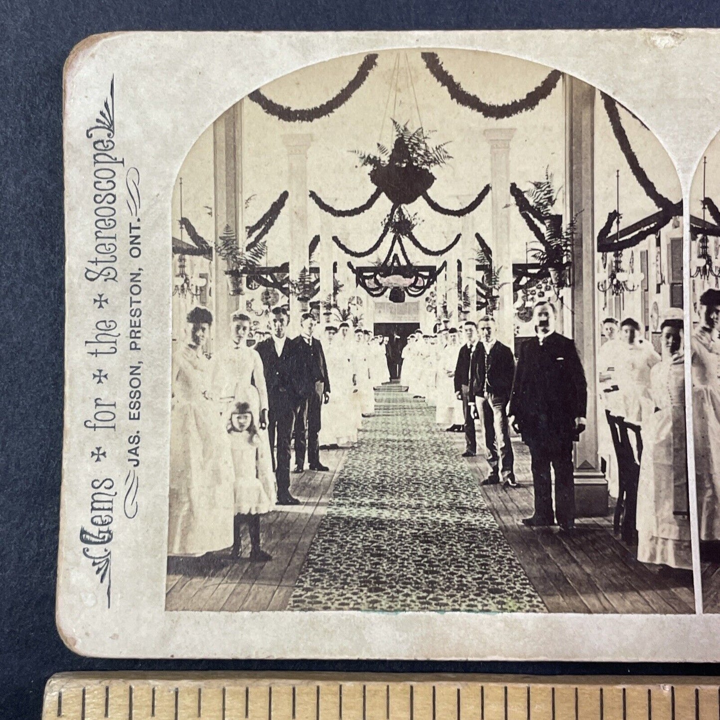 Staff and Guests at Fabyan House NH Stereoview James Esson Antique c1875 Y1773