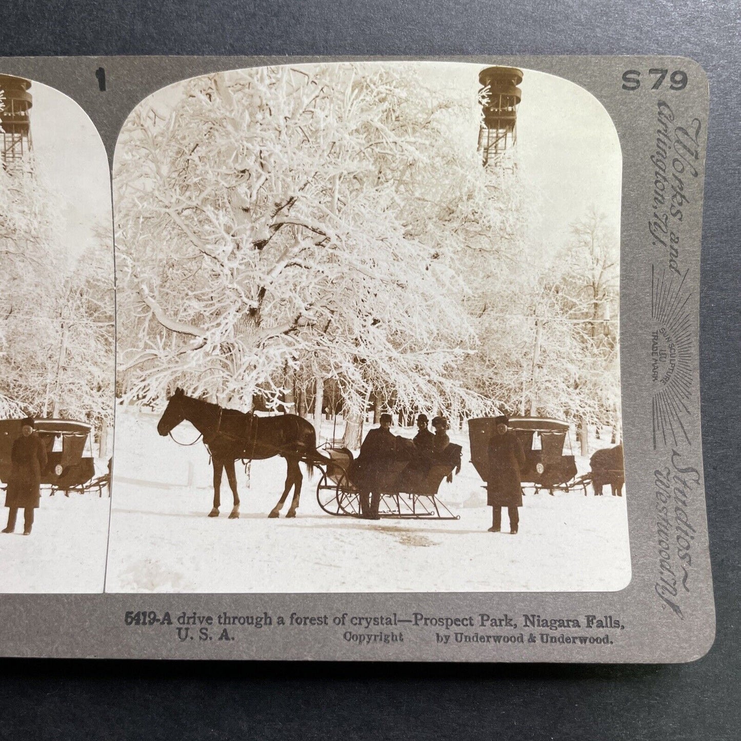 Antique 1905 Sleigh Rides In Niagara Falls New York Stereoview Photo Card P1393