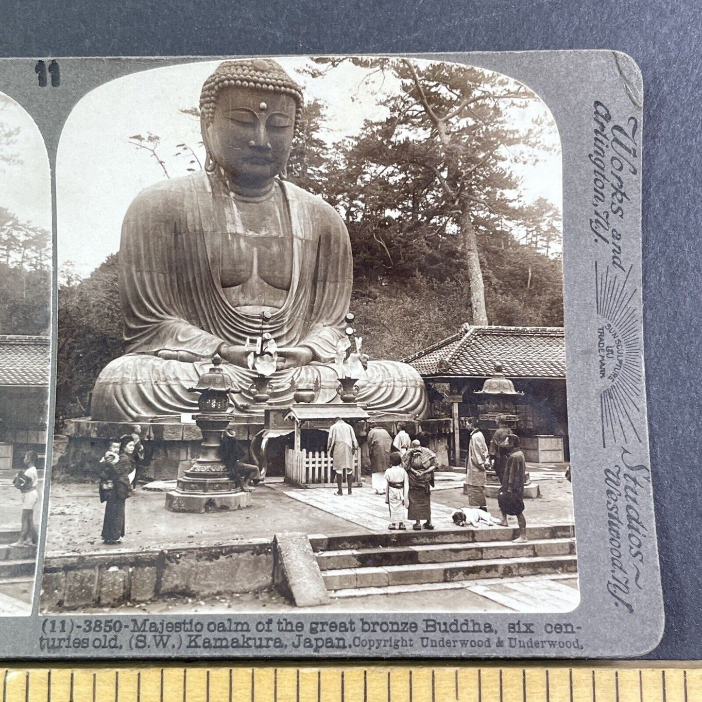 The Great Bronze Buddha Kamakura Japan Stereoview Antique c1904 Y2581