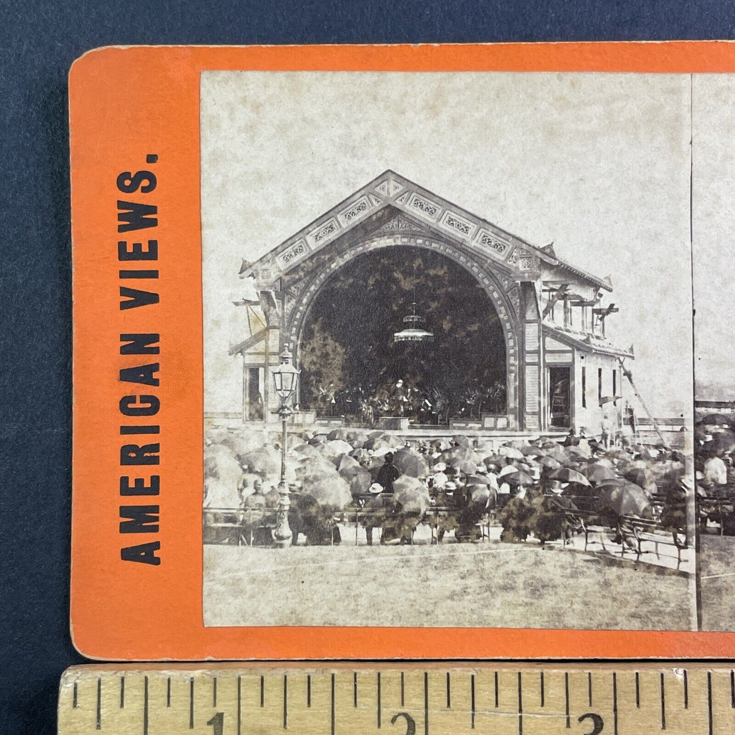 Coney Island Manhattan Beach Music Stand Stereoview New York Antique c1870 Y100