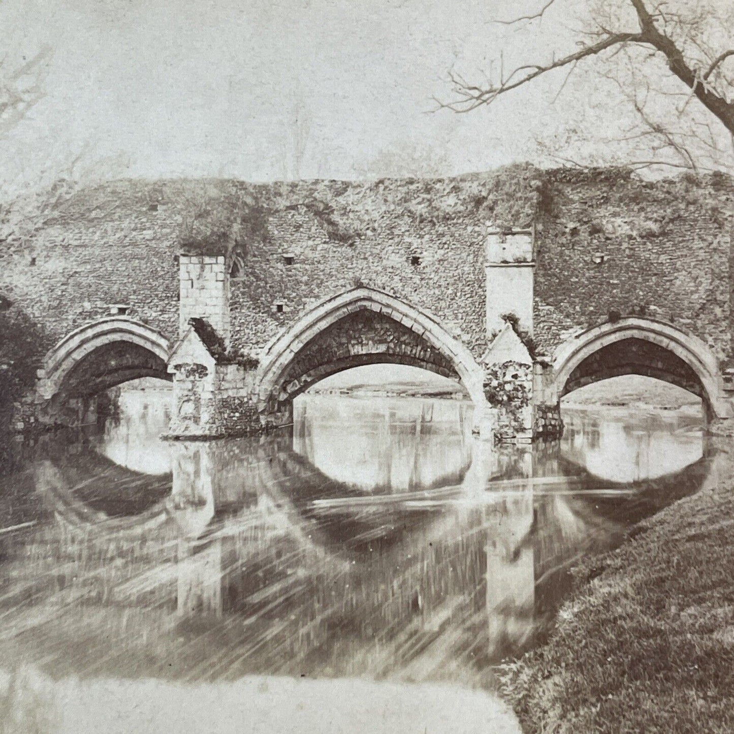 Abbott's Bridge Bury St. Edmonds Suffolk Stereoview UK Antique c1865 X2557