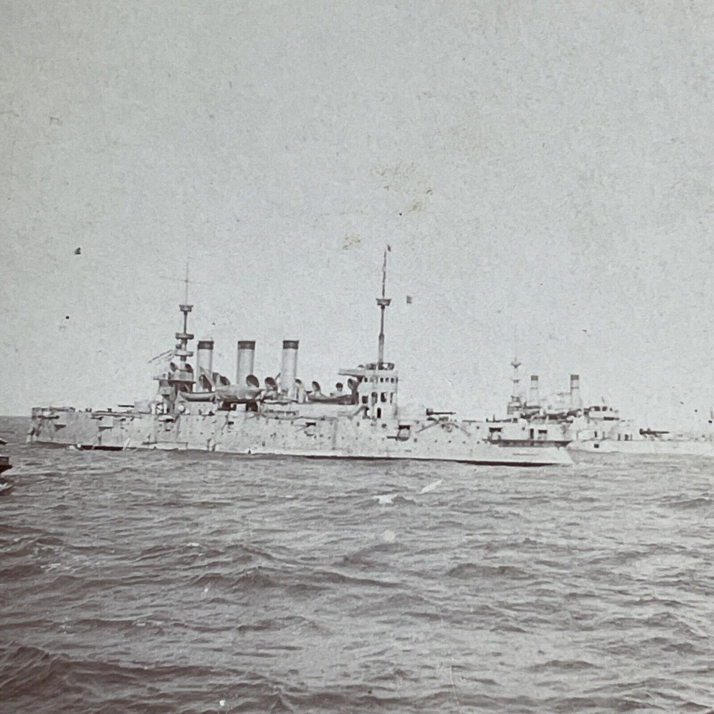 USS New York And USS Iowa Naval Ships Stereoview US Navy Antique c1898 X3532