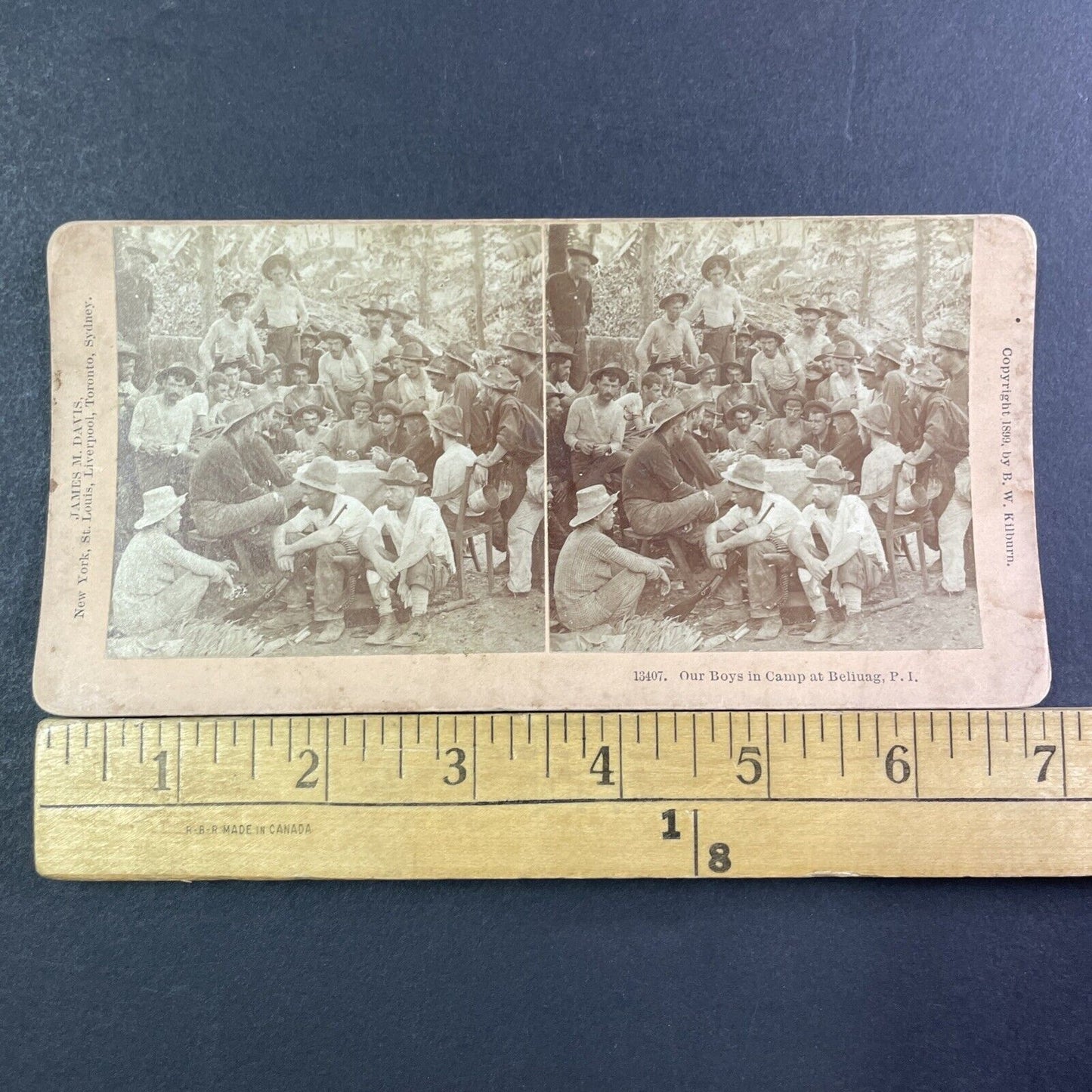 US Infantry Playing Euchre In Philippines Stereoview Army Antique c1899 X2605