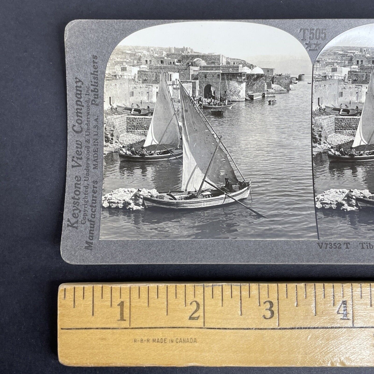 Antique 1909 Jewish Fisherman Tiberias Israel Stereoview Photo Card P999