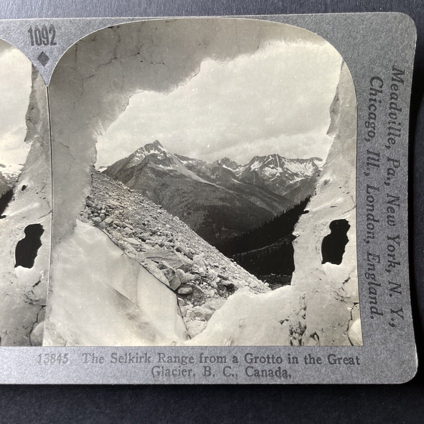 Antique 1909 Inside A Glacier Selkirk Mountains BC Stereoview Photo Card P1016