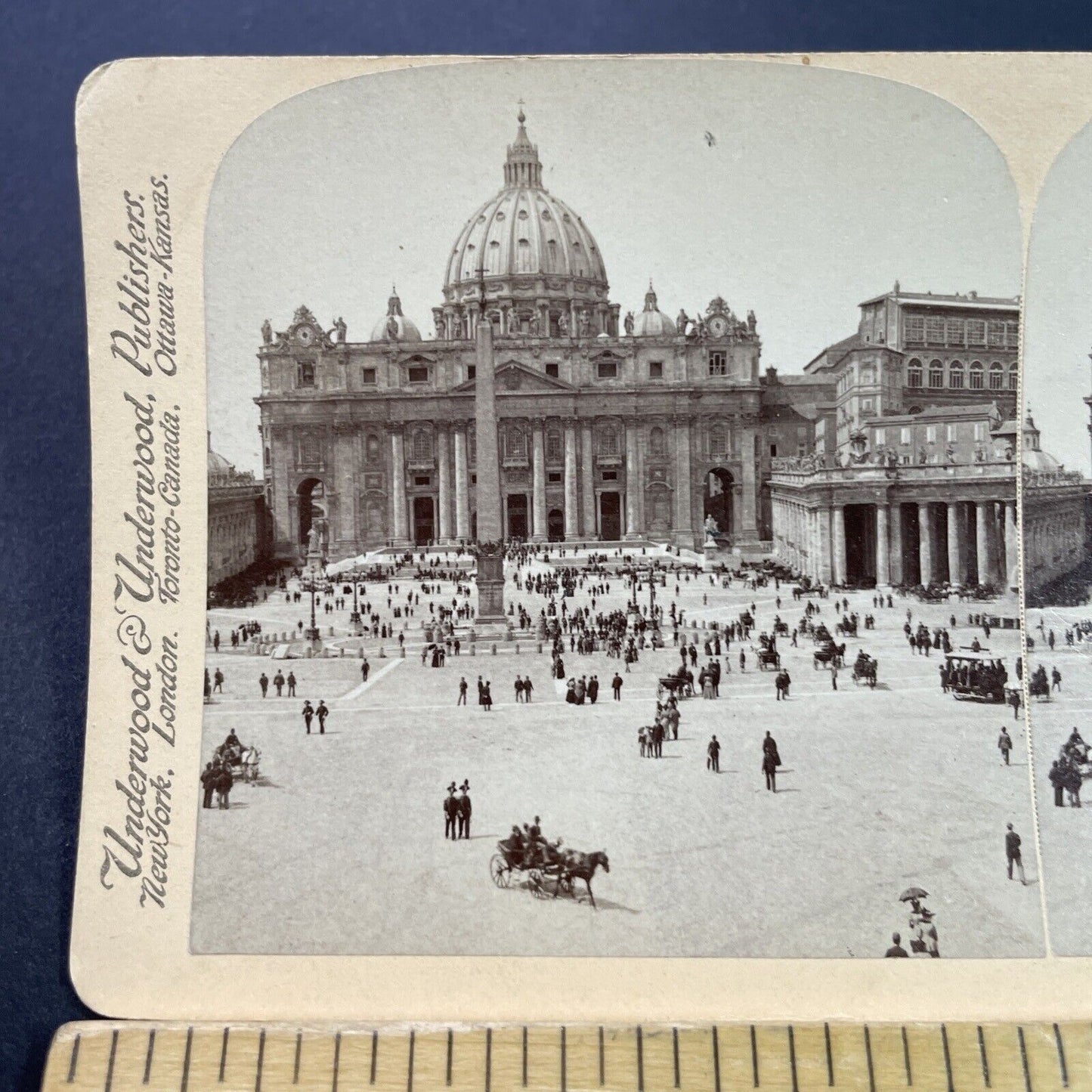 Antique 1894 St. Peters Basilica Church Rome Italy Stereoview Photo Card P3799