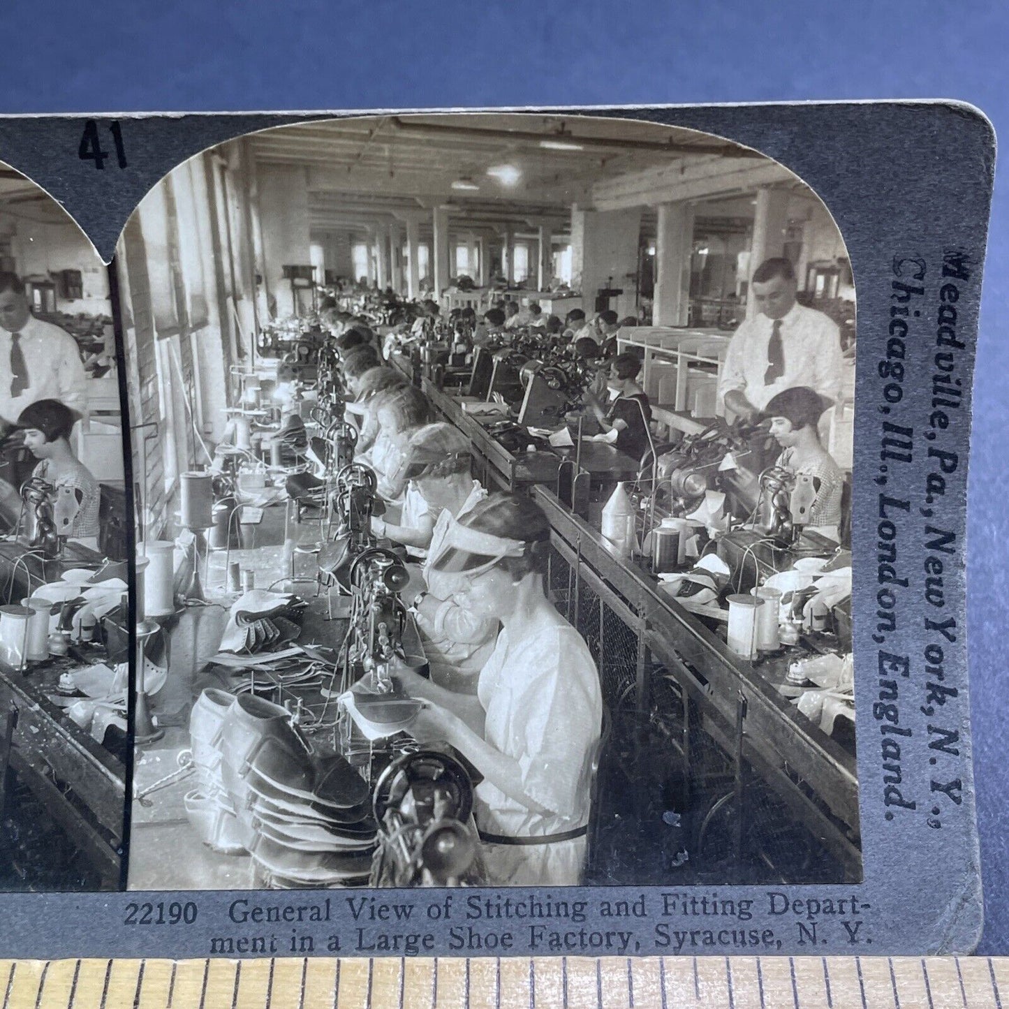 Antique 1920 Nettleton Shoe Factory Syracuse NY Stereoview Photo Card P1904