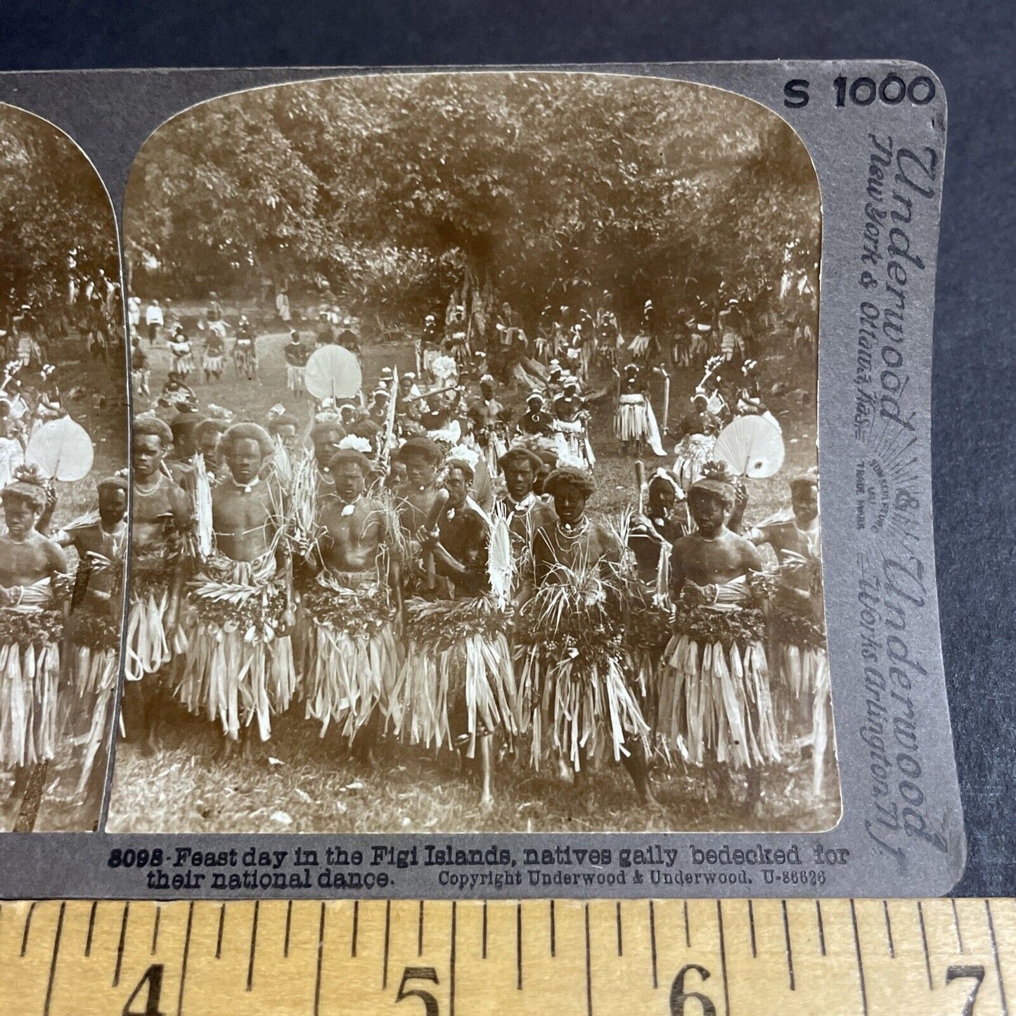 Antique 1890s Native Tribe Fiji Tribesmen Natives Stereoview Photo Card P4217