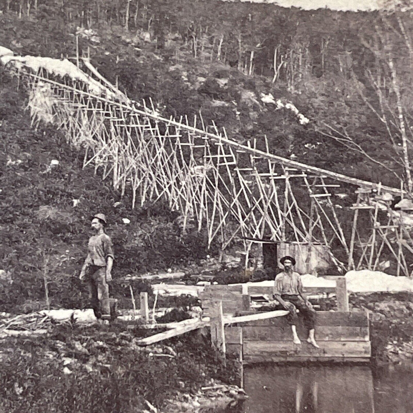 California Gold Rush Hydraulic Mining Stereoview Sierra Nevadas? Antique c1863