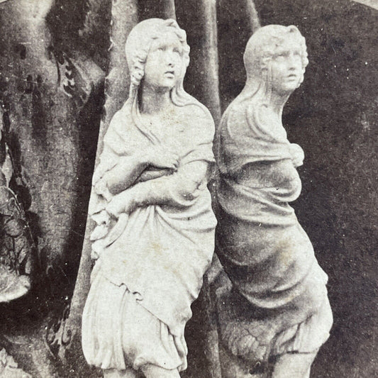 Antique 1870s The Storm Marble Sculpture Stereoview Photo Card P4764