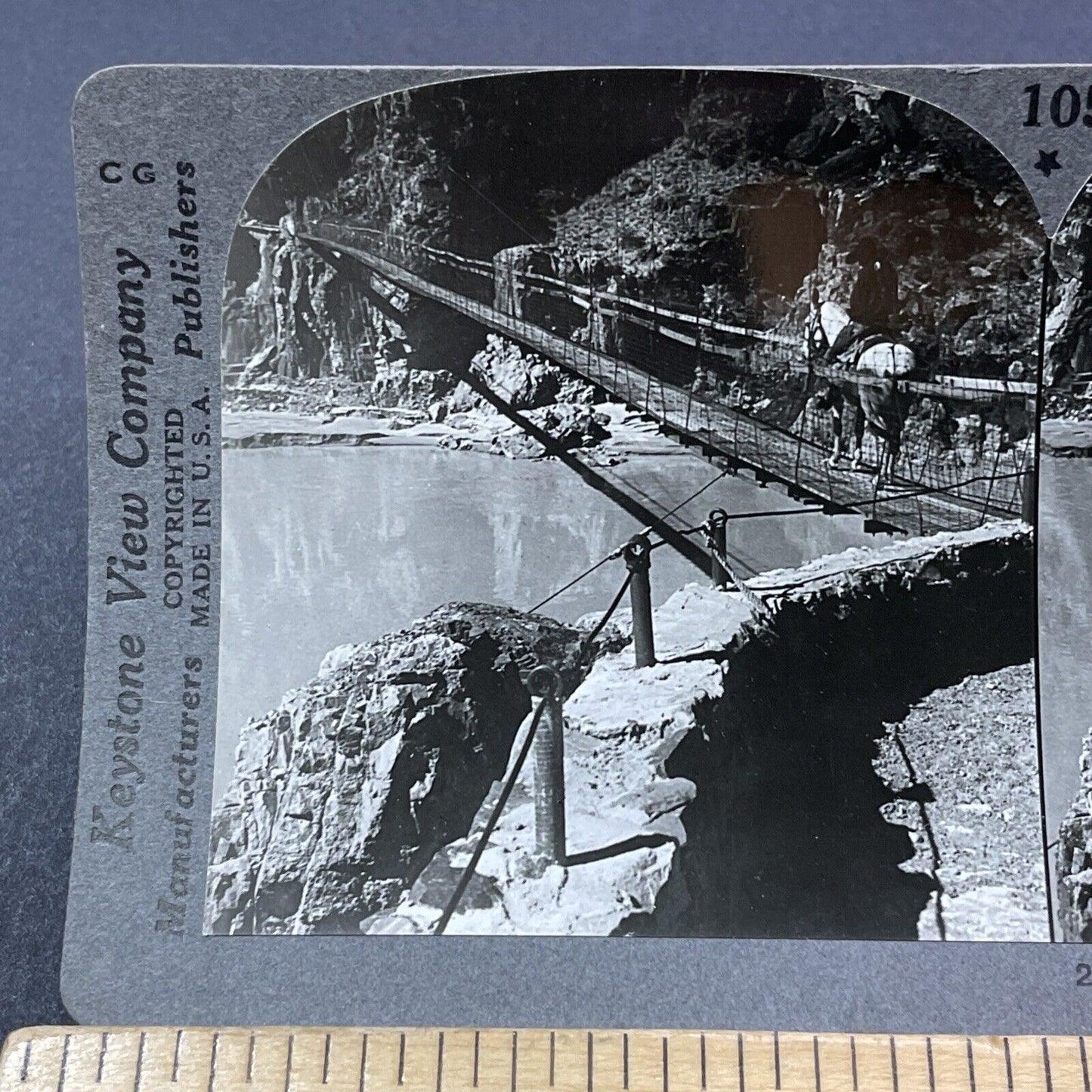 Antique 1910s Kaibab Suspension Bridge Colorado Stereoview Photo Card V2188