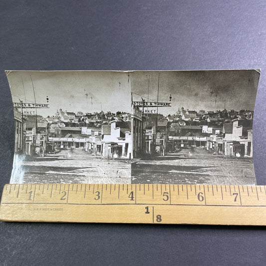 Seattle Washington Downtown Stereoview Original Celluloid Photo c1870s Y472