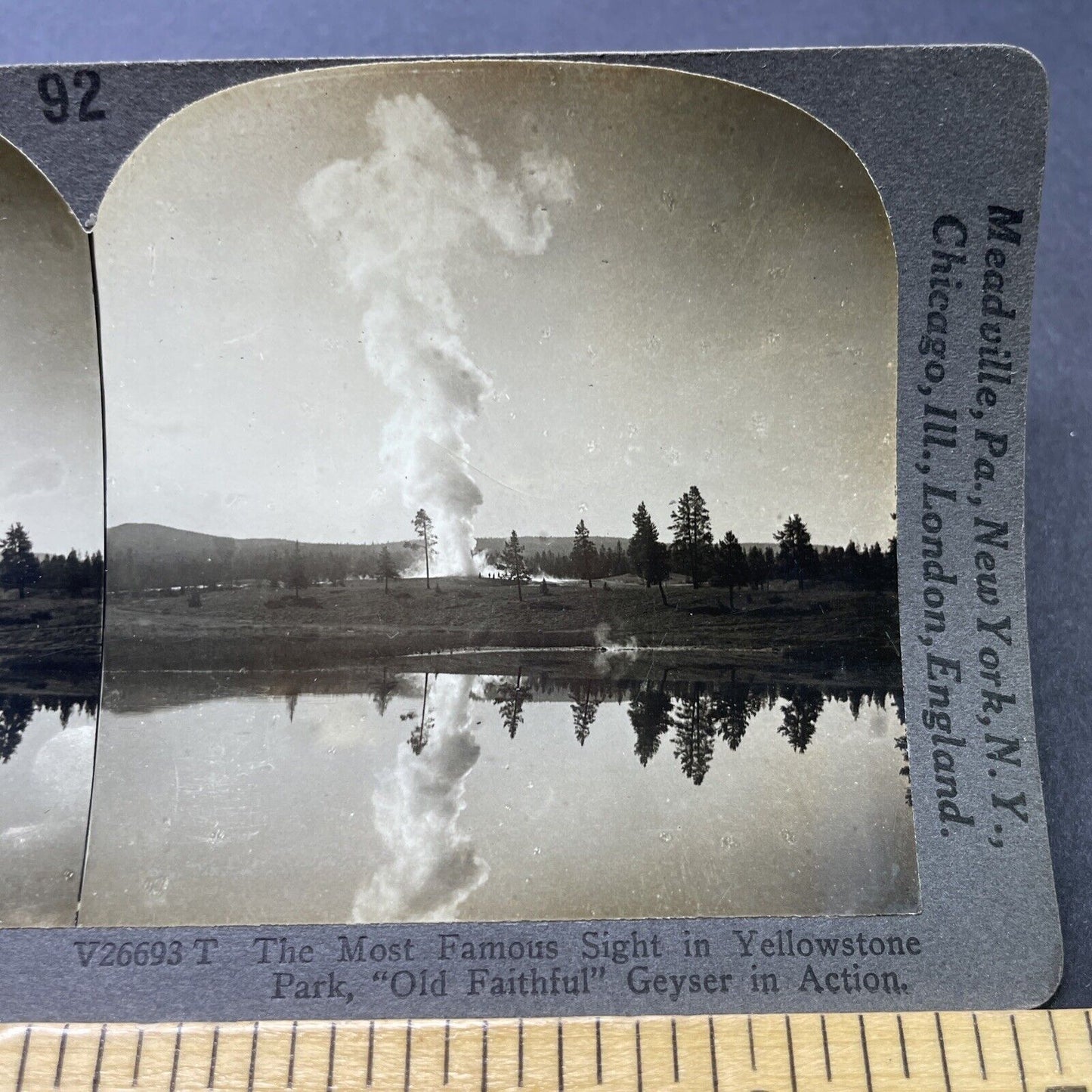 Antique 1910s Yellowstone Geyser Old Faithful Stereoview Photo Card P2763