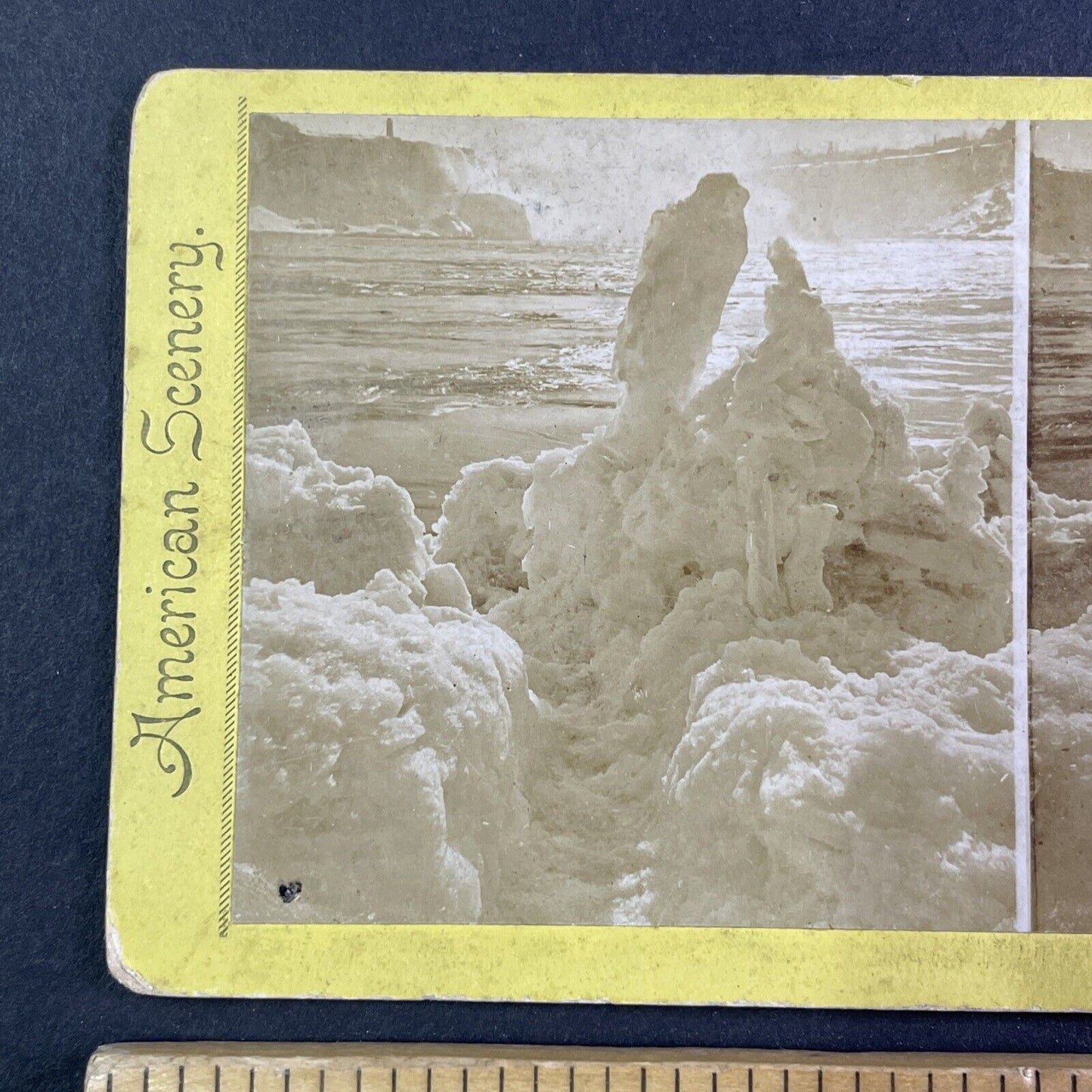 Niagara Falls River Iceberg Frost Work Stereoview Antique c1870s Y2532