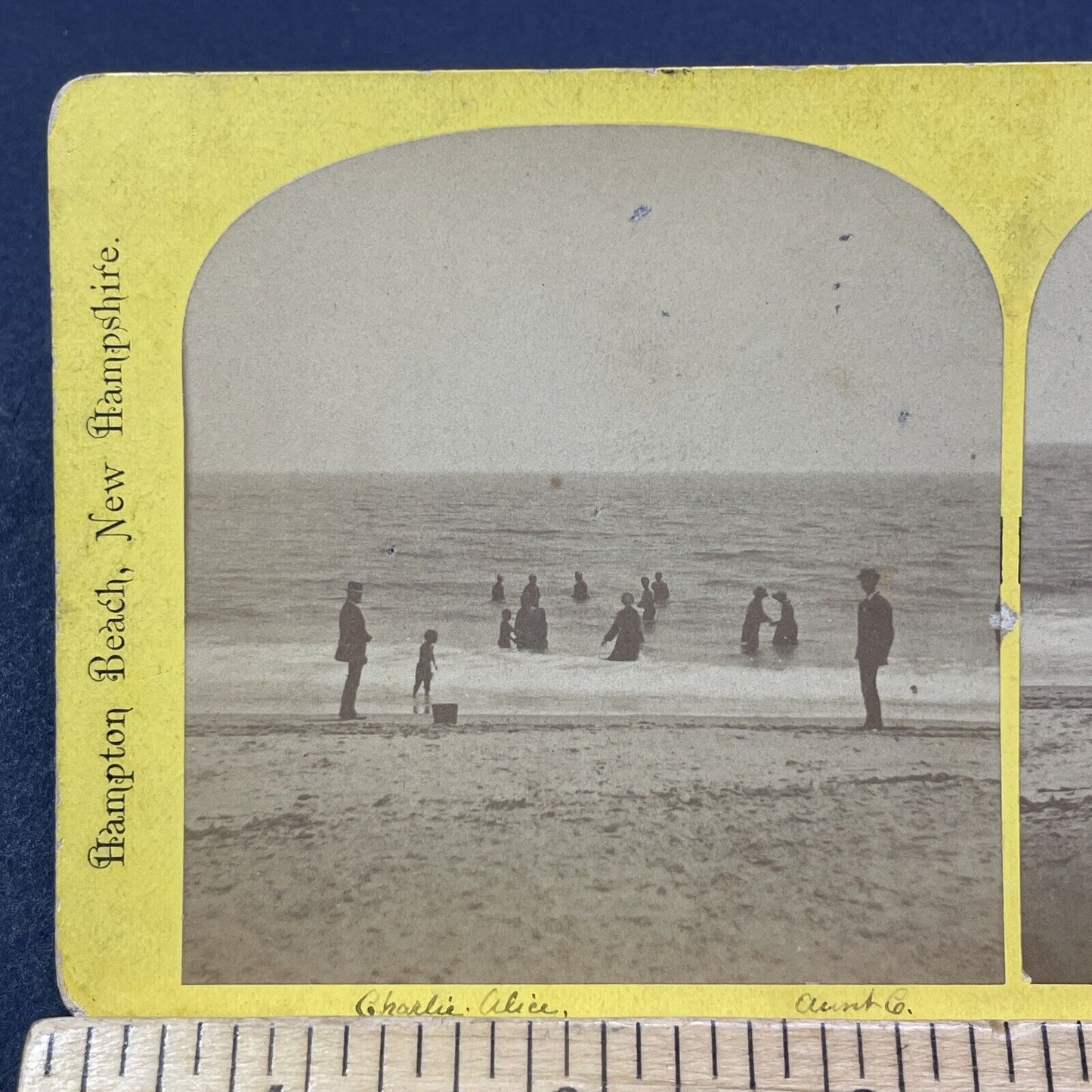 Antique 1870s Hampton Beach New Hampshire Stereoview Photo Card V2099