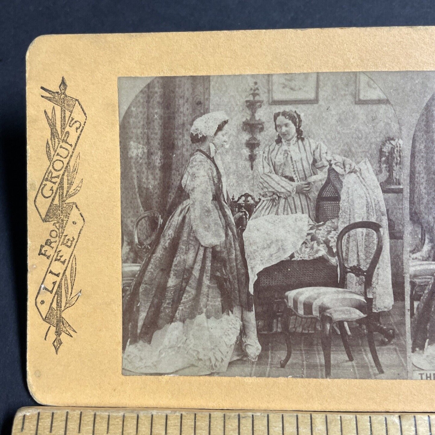 Antique 1870s Very Wealthy American Women Stereoview Photo Card P4626